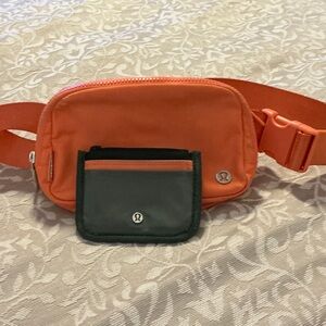 lululemon athletica Orange Waist Bag with Black Coin Pouch